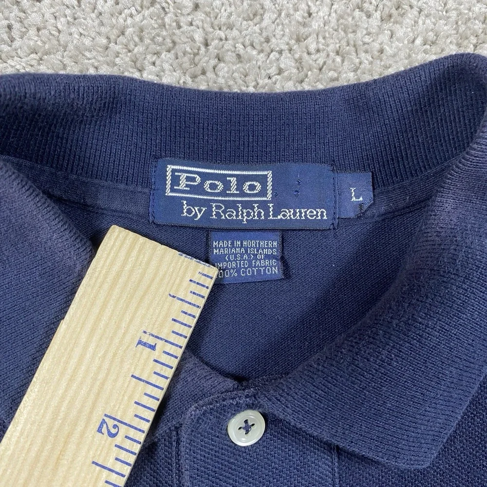 Polo Ralph Lauren Baby Bear Shirt Mens Large Knit‎ Blue Logo Collar Embroidered